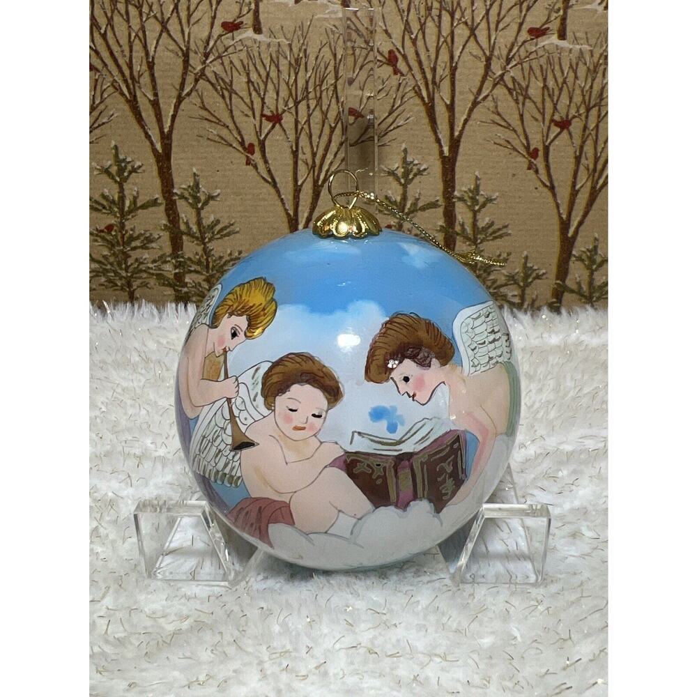 Li Bien Hark The Herald Angles Sing Christmas Ornament‎ Painted Inside Glass